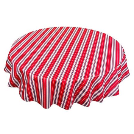 Carnation Home Fashions Carnation Home Fashions DFLN-6RD-PS 52 x 90 in. Patriotic Stripe Vinyl Flannel Backed Tablecloth in Red; White & Blue DFLN-6RD/PS